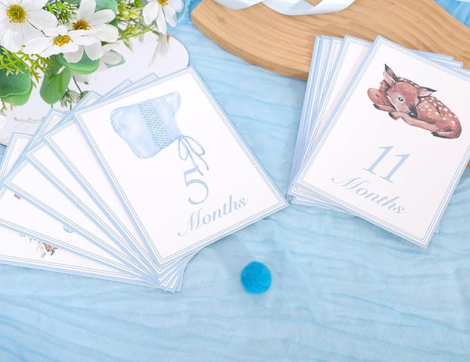 Baby Boy/Girl Monthly Milestone Cards - First Holiday Cards,First Year Month Photo Milestone Cards,Baby Shower Newborn Photo Prop (Cards-1)