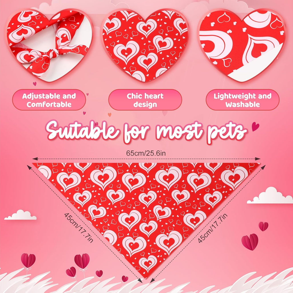 Weewooday 50 Pcs Dog Bandanas Bulk for Dogs Soft Bibs Adjustable Triangle pet Bandana for Small Medium Large Costume(Heart Pattern,25.6 x 17.7 x 17.7 Inch)