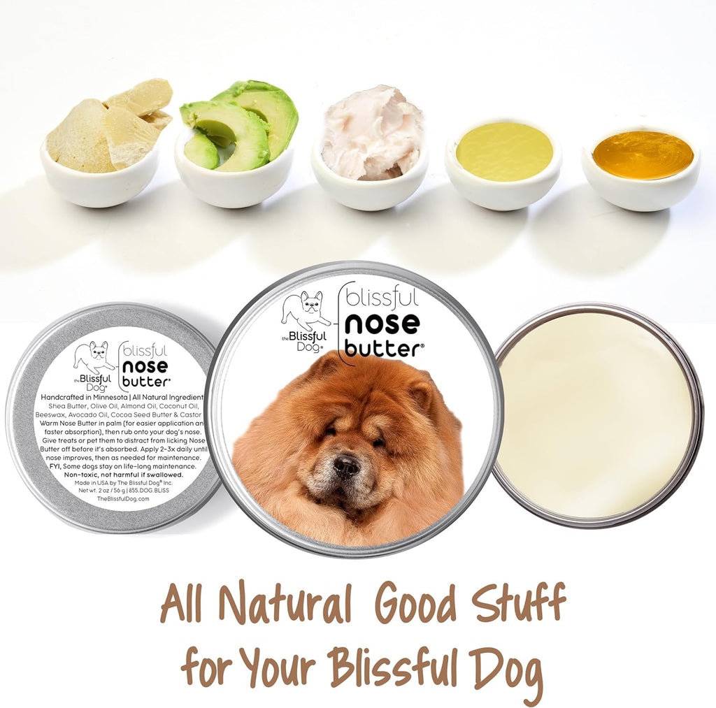 The Blissful Dog Chow Nose Butter for Dry, Cracked Skin, Lick-Safe Dog Nose Balm with Moisturizing Shea Butter, Almond, Olive, and Essential Oils, Pet Supplies, Uncented, 1 oz.