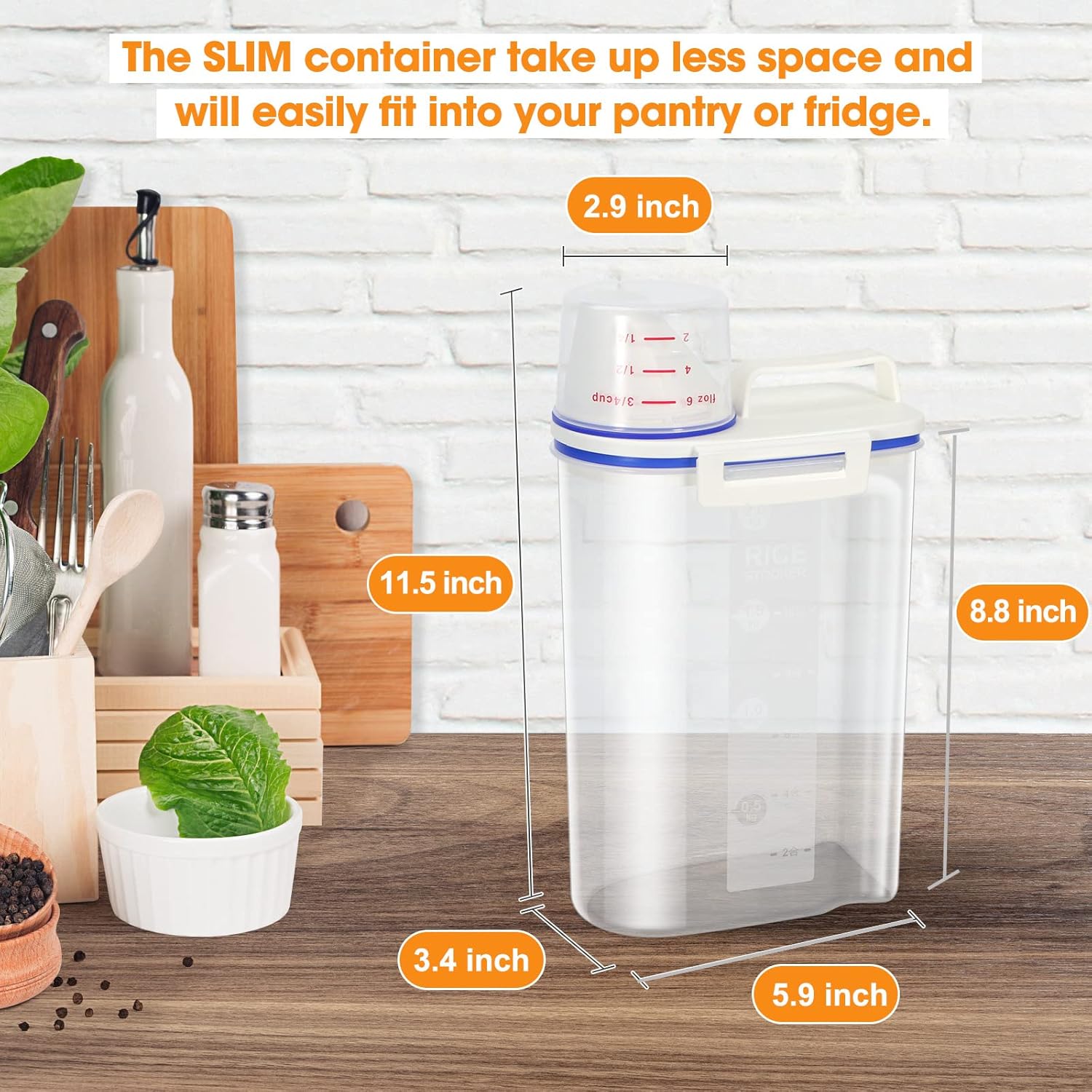 TBMax Rice Cereal Container Oatmeal Dispenser - 2 Pack Rice Storage Container with Measuring Cup + Easy Pouring Spout, Perfect for Flour Sugar Grain Nuts Kitchen Pantry Storage Organization