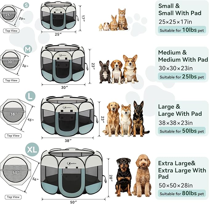Siedihit Dog Playpen, Puppy Pet Playpen, Medium Dogs Tent Crates Cage - Image 2