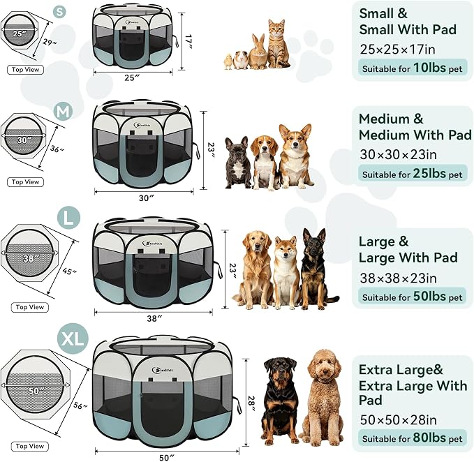 Siedihit Medium Dog Cat Playpen, Puppy Pet Playpen Indoor - Image 2