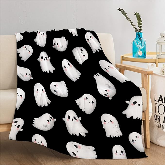Cute Ghost Blanket for Boys Girls - Halloween Decor for Couch/Bed/Living Room - Ultra Soft Blanket Home Decor for All Seasons - 60"x80"-Adults/Twin Size