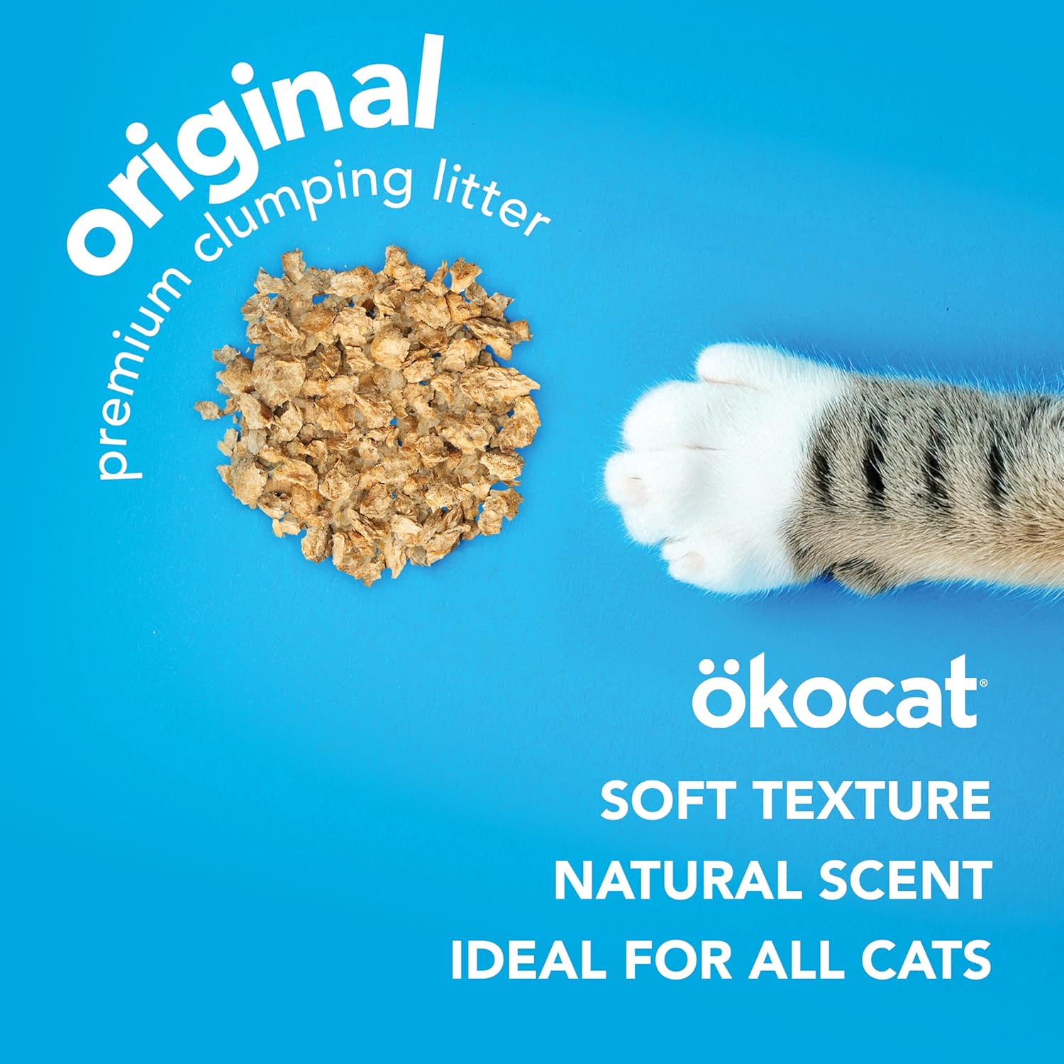 ökocat Original Wood Clumping Cat Litter, Unscented, 18.8 pounds - Natural Ingredients, Stops Odor, Clumps Solid, 99% Dust Free, Great for All Cats