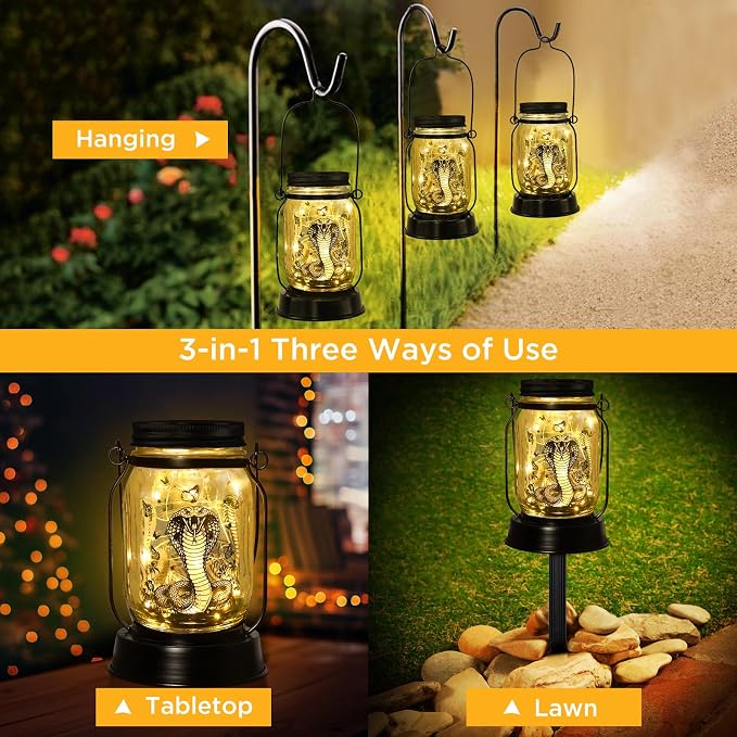 Snake Gifts for Women/Men Snake Solar Lanterns Mom Birthday King Cobra Snakes - Image 6