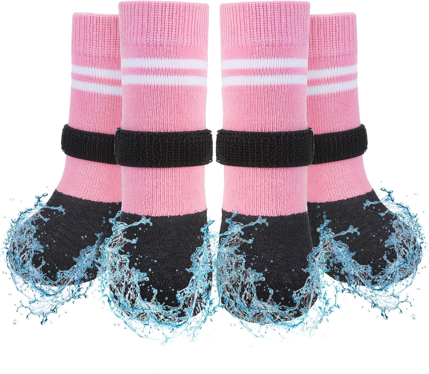 SCENEREAL Anti Slip Dog Boots & Paw Protectors for Hardwood Floor, Extended Dog Socks to Prevent Licking Paws, Waterproof Pet Snow Rain Shoe for Winter Large Senior Dogs, Pink XL