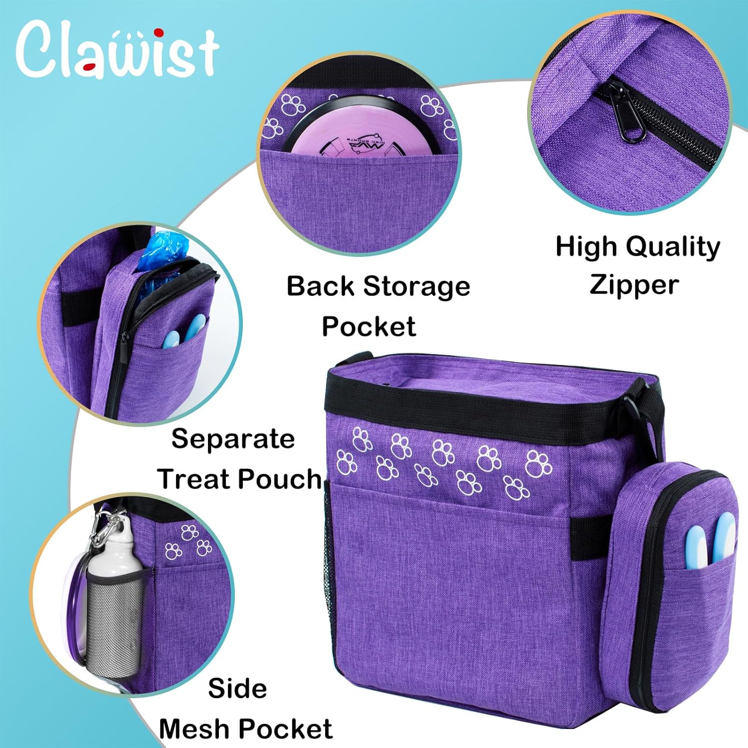 Dog Travel Bag with Treat Pouch, Airline Approved Dog Bags for Traveling, 2 Dog Food Travel Container, 2 Travel Bowls, Weekend Dog Travel Bag for Supplies, Dog Travel Kit Accessories