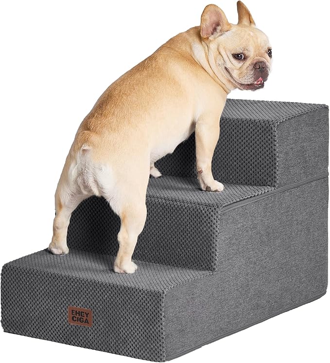 EHEYCIGA Dog Stairs for Small Dogs 16.5" H, 3-Step Extra Wide Dog Steps for - Image 9