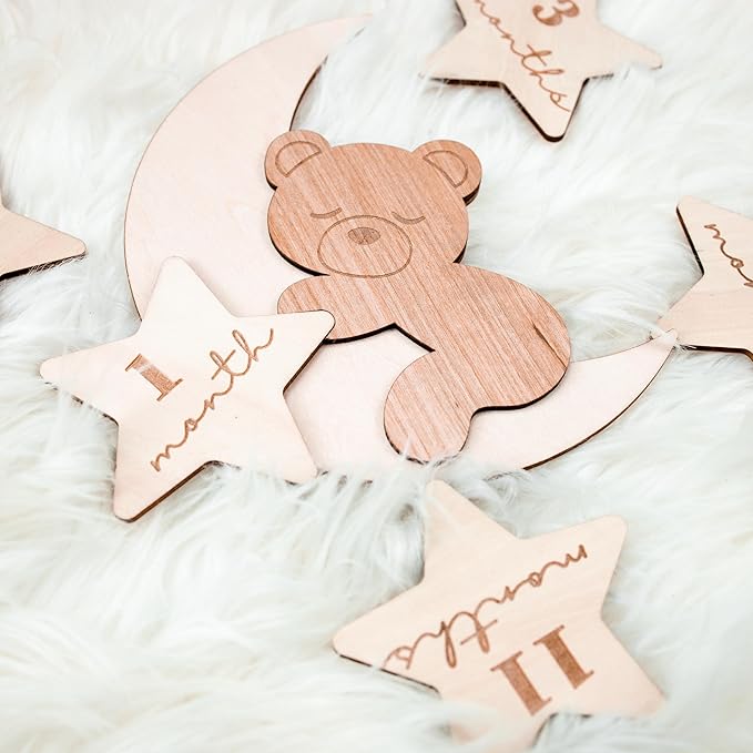 Daisy 3D Baby Monthly Milestone, Wooden Baby Milestone Signs, Monthly Milestone Wood Discs, Baby Milestone Discs (A23)