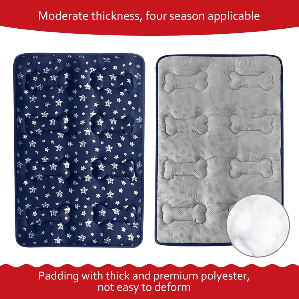 Dog Crate Mat (42" X 28"), Soft Dog Bed Mat with Cute Prints, Personalized Crate Pad, Anti-Slip Bottom, Machine Washable Kennel Pad