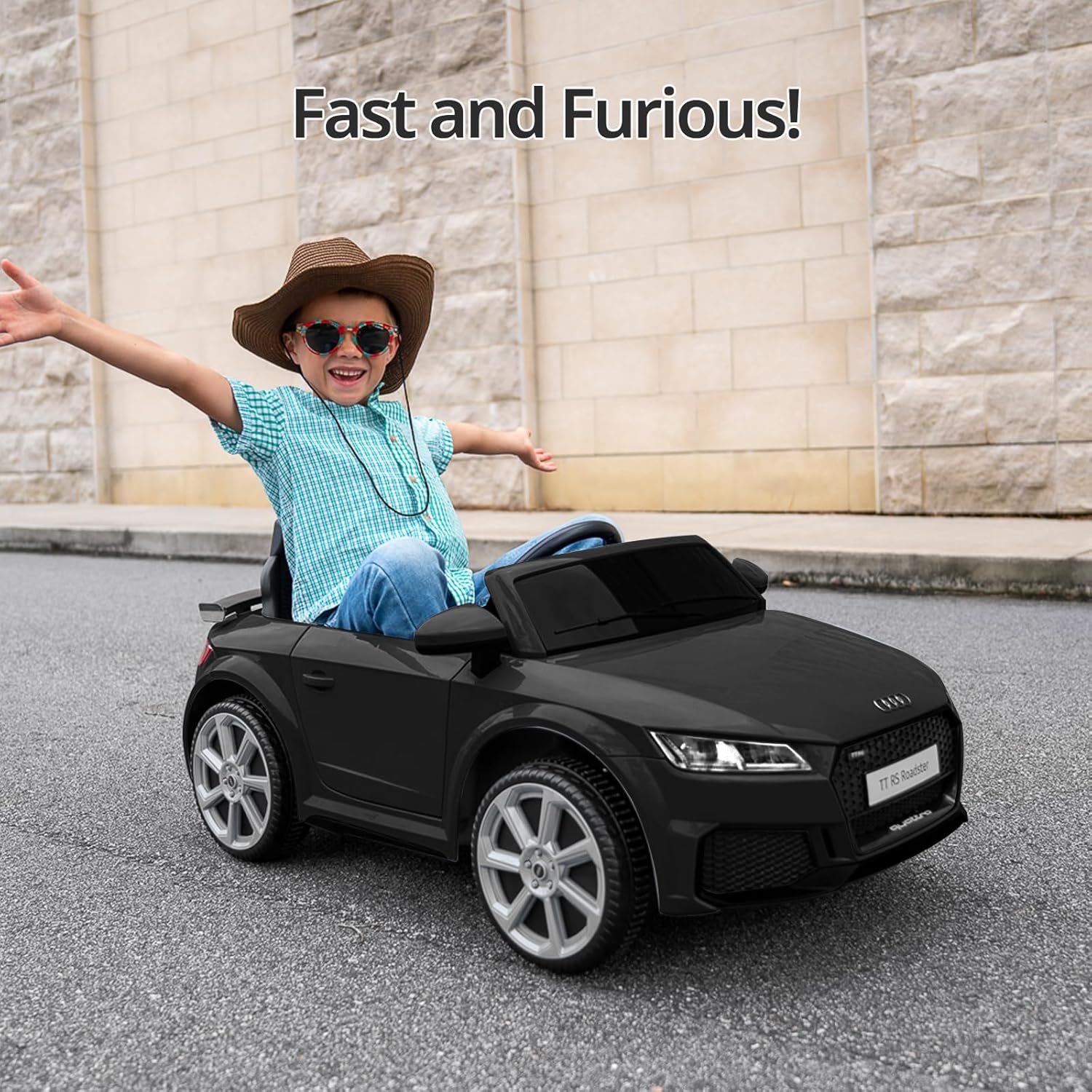 Electric Car for Kids, Licensed Audi 6V Kids Ride on Car Toy for Toddlers with Remote - Black