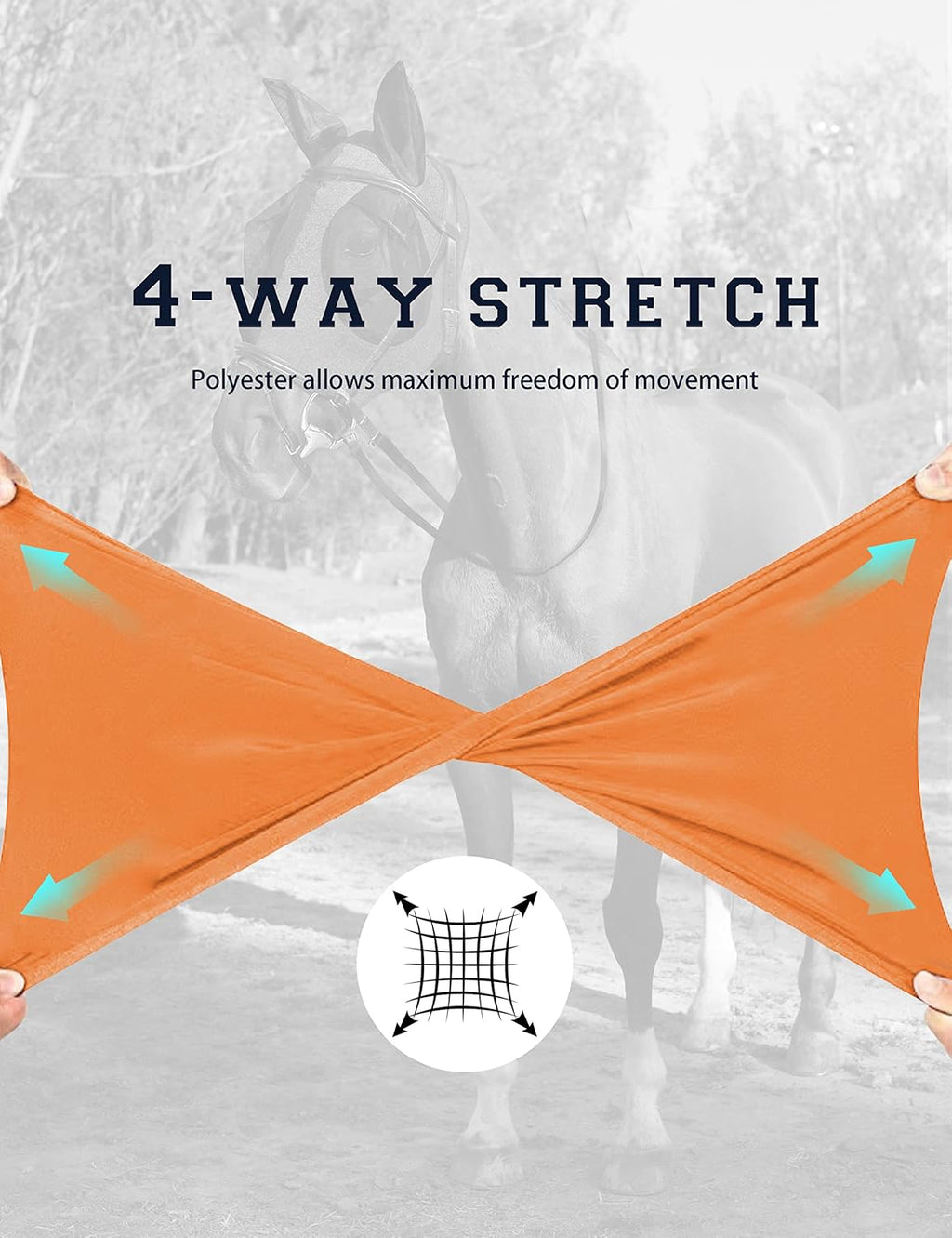 Horse Fly Mask with Ears, UV Protection Mask for Horses, Elasticity Mask with Big Mesh Eye Covers, Snug Fitting Comfortable Breathable Lightweight Red Orange Full Size