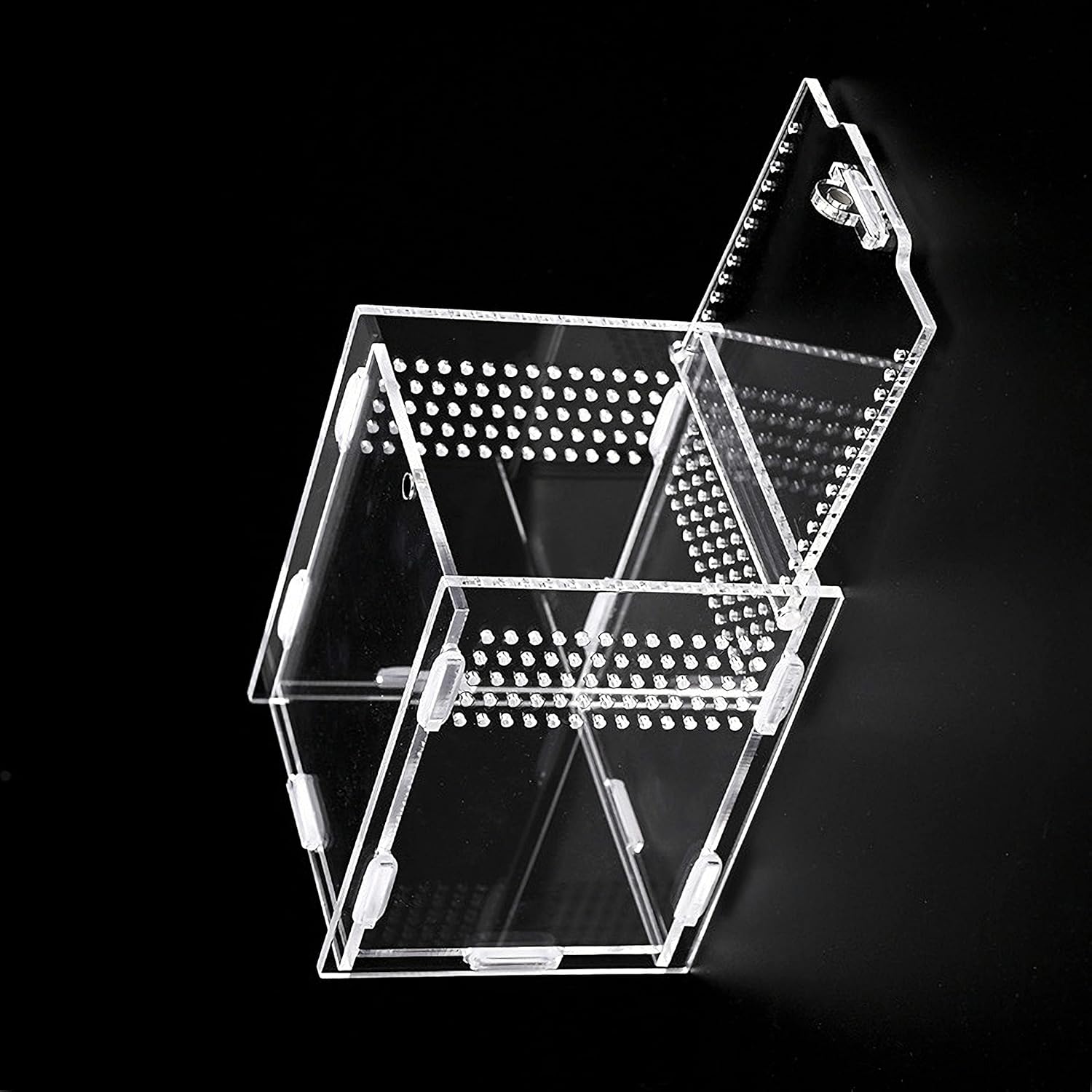 Magnetic Acrylic Case, micro habitat small Tarantula Enclosure enclosure for arboreal Tarantula Scorpion Sling Lizards Mantis Snake Gecko jumping spider snail Insect Isopods (4.7*4.7*7.8 inch)