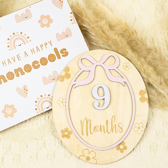 Baby Monthly Milestone Cards - Acrylic Monthly Milestone Discs - Newborn Photography Props to Document Your Baby´s Growth - Baby Announcement Sign (B09)