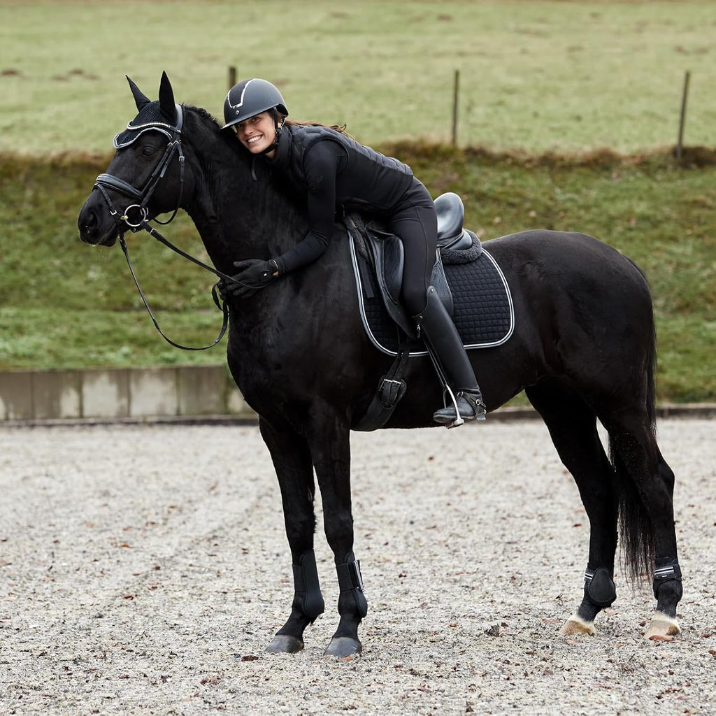 HORZE Adepto Quilted Quick-Dry Dressage Saddle Pad for Horses with Two-Tone Trim