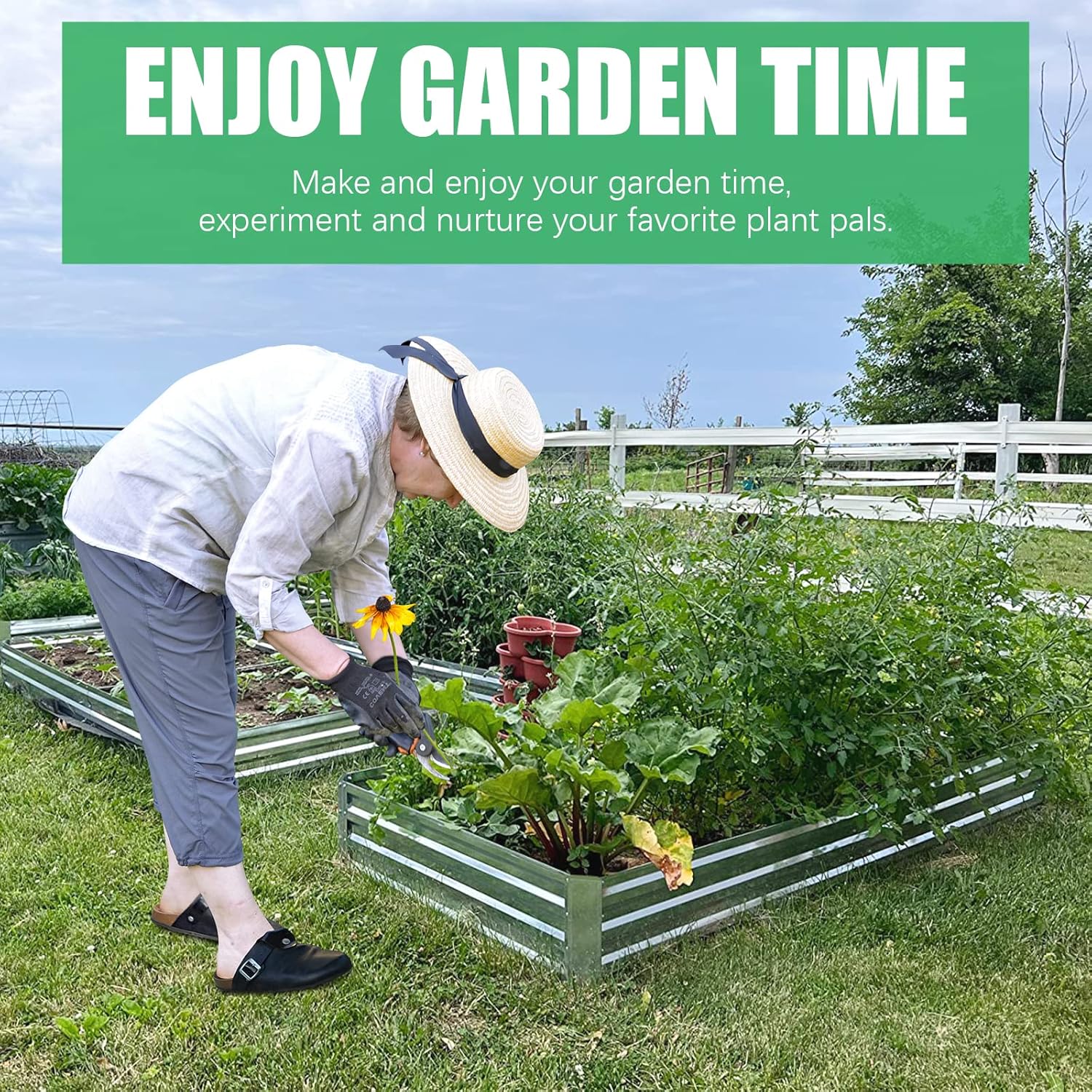 SnugNiture Galvanized Raised Garden Bed 8x4x1FT Outdoor Large Metal Planter Box Steel Kit for Planting Vegetables, Flowers