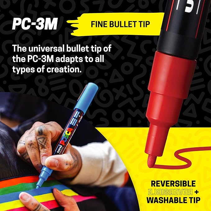Posca Exclusive Holiday 3M and 5M Paint Markers Gift Set of 22 with Carrying Case, Great for Kids and Adults, Acrylic Art Markers for Coloring Canvas, Wood, Glass and Metal