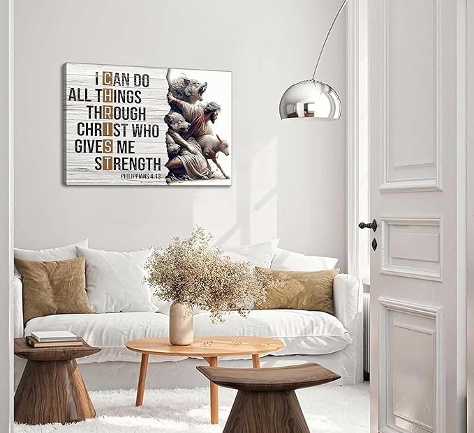 Christian Jesus Canvas Wall Art Inspiring Bible Verse Christ Painting Picture Wall Decor Poster Print Artwork for Living Room Bedroom Church Prayer Room Home Decoration