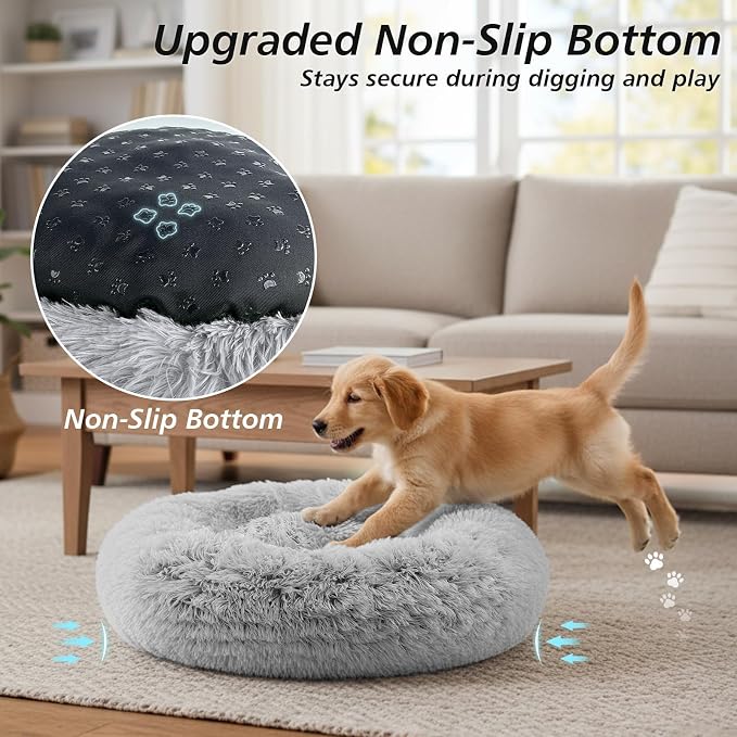 JOLLYVOGUE Calming Dog Beds Large Sized Dog, 36in Donut Washable Large Pet Bed - Image 5