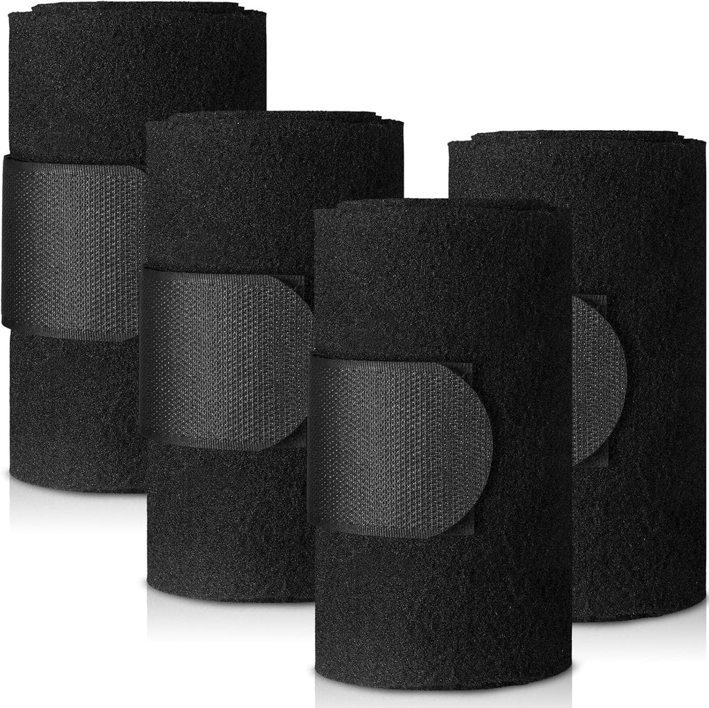 Set of 4 Horse No Bow Bandage 3D Contoured Standing Wrap Bandages Stable Nylon Horse Leg Wraps for Helping Prevent Horse from Tendon Damage and Keep Horses Clean and Safe (Black)