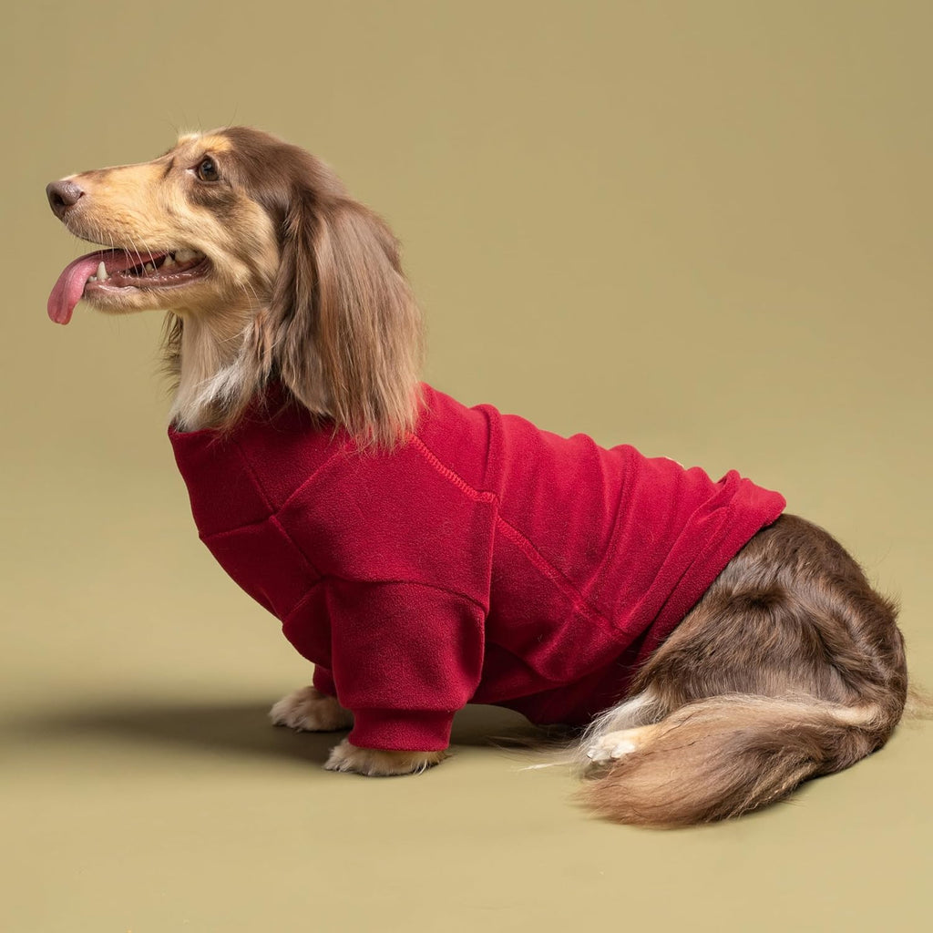 Fitwarm 3 Pack Classic Fleece Dog Sweater, Christmas Dog Winter Clothes for Small Dogs Boy Girl, Holiday Xmas Pet Apparel, Burgundy Red, Green, Navy Blue, Large