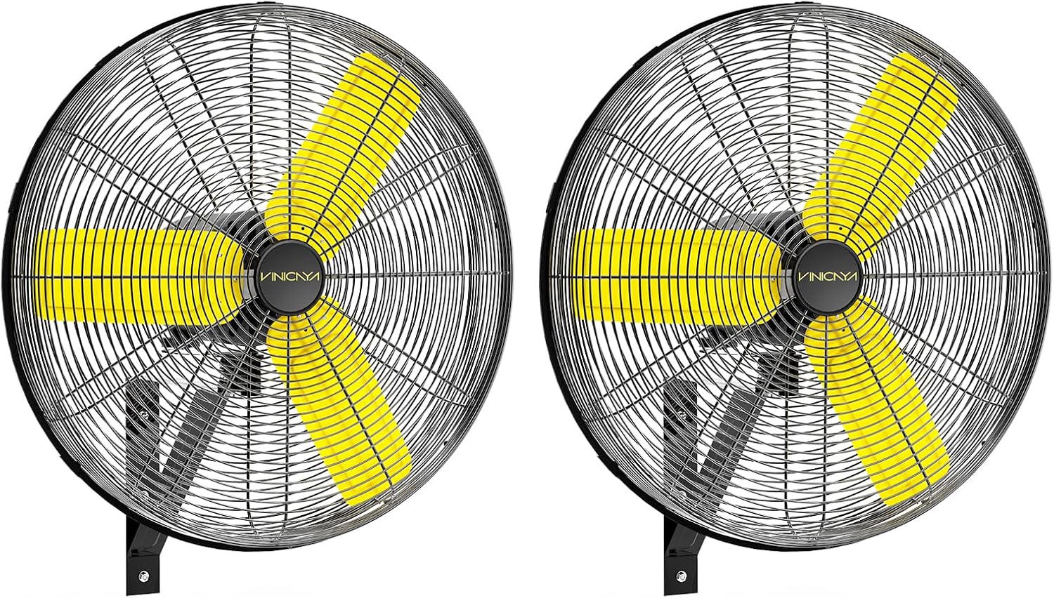 24 Inch Industrial Wall Fan Oscillating with 2 Pack, 7800 CFM Commercial Metal Wall Mount Fans with Poweful Motor, 3 Speed, Heavy Duty Indoor for Warehouse, Workshops, and Garage, UL Listed
