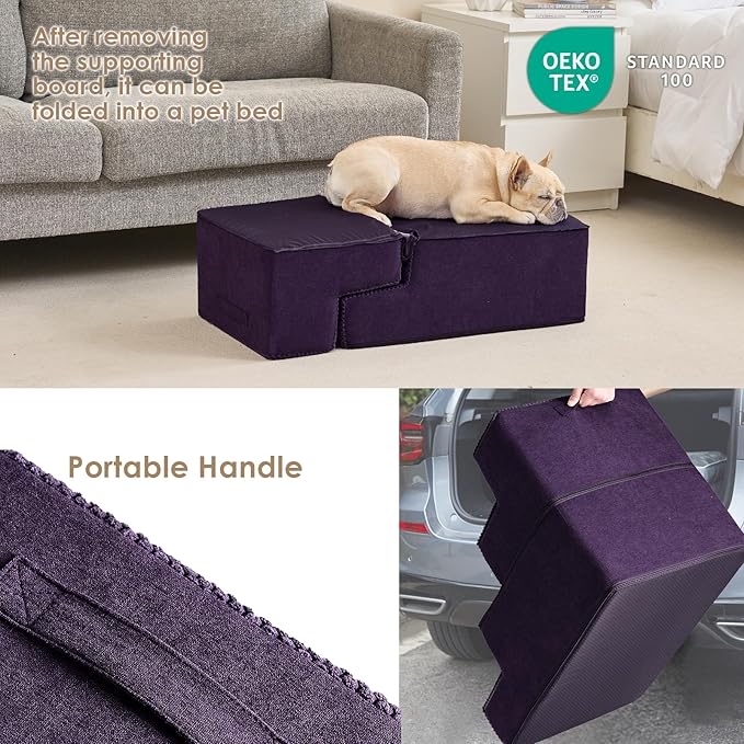 EHEYCIGA Dog Stairs for Bed 18" H, 4-Step Dog Steps for High Bed, Pet Steps for - Image 5