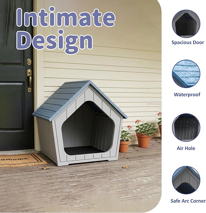 DRATO Outdoor Dog House for Small Dogs, Durable Resin Dog Shelter - Image 3