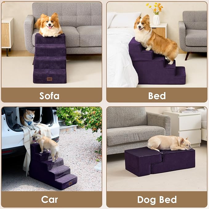 EHEYCIGA Dog Stairs for Bed 18" H, 4-Step Dog Steps for High Bed, Pet Steps for - Image 7