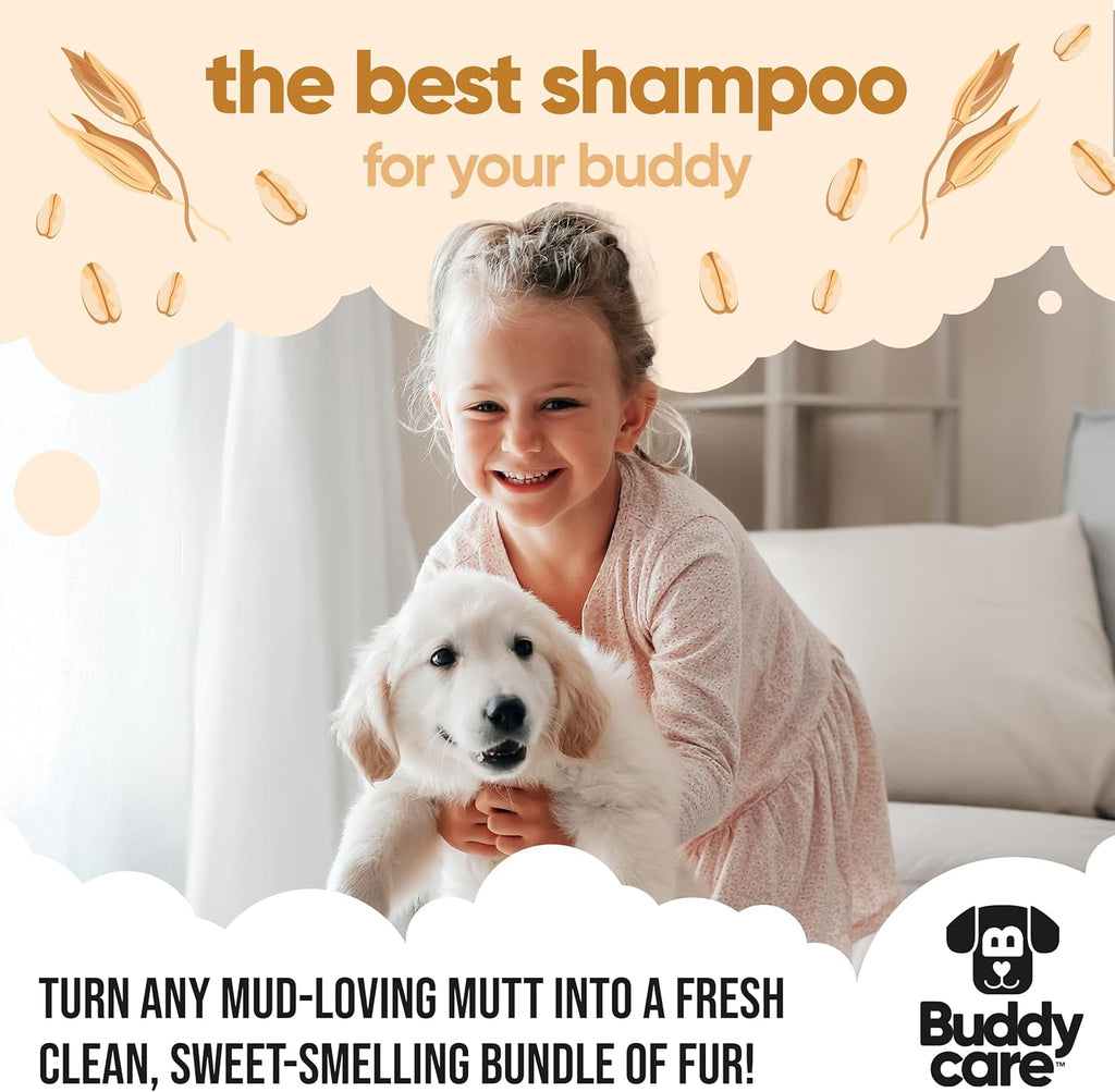 Oatmeal Dog Shampoo for Smelly Dogs (16.90oz) - Hypoallergenic & Itch Relief Formula, Gentle on Sensitive Skin, Includes Dog Shampoo and Conditioner - Essential Dog Grooming Supplies