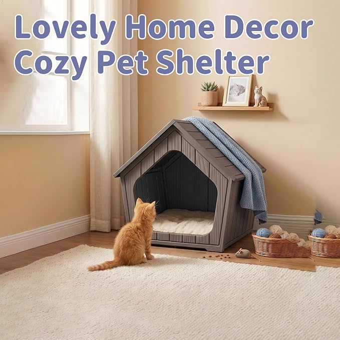 DRATO Outdoor Dog House for Small Dogs, Durable Resin Dog Shelter - Image 5