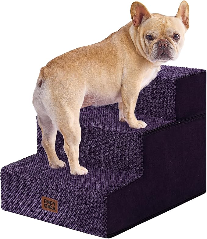 EHEYCIGA Dog Stairs for Small Dogs 13.5" H, 3-Step Dog Steps for Couch Sofa and by EHEYCIGA