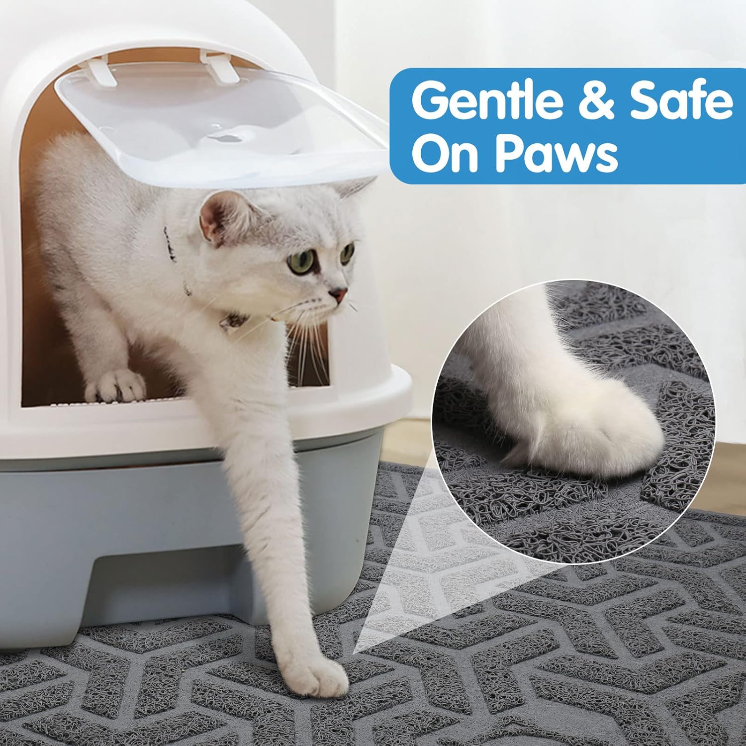 UPSKY Cat Litter Mat, XL Litter Trapping Mat Soft on Kitty Paws, Large Litter Box Mat 35" x 47" Scatter Control for Indoor Cats Waterproof and Extra Large Pretty Litters Carpet