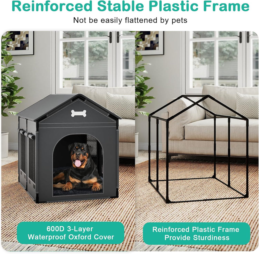 XL Indoor Dog House Dog Kennel Bed Mat with Cushion for Small Medium Large Dogs Cats, Winter Warm Cat Nest Puppy Cave Sofa Pet Products Easy Assembly, 33.9 * 26.8 Inches