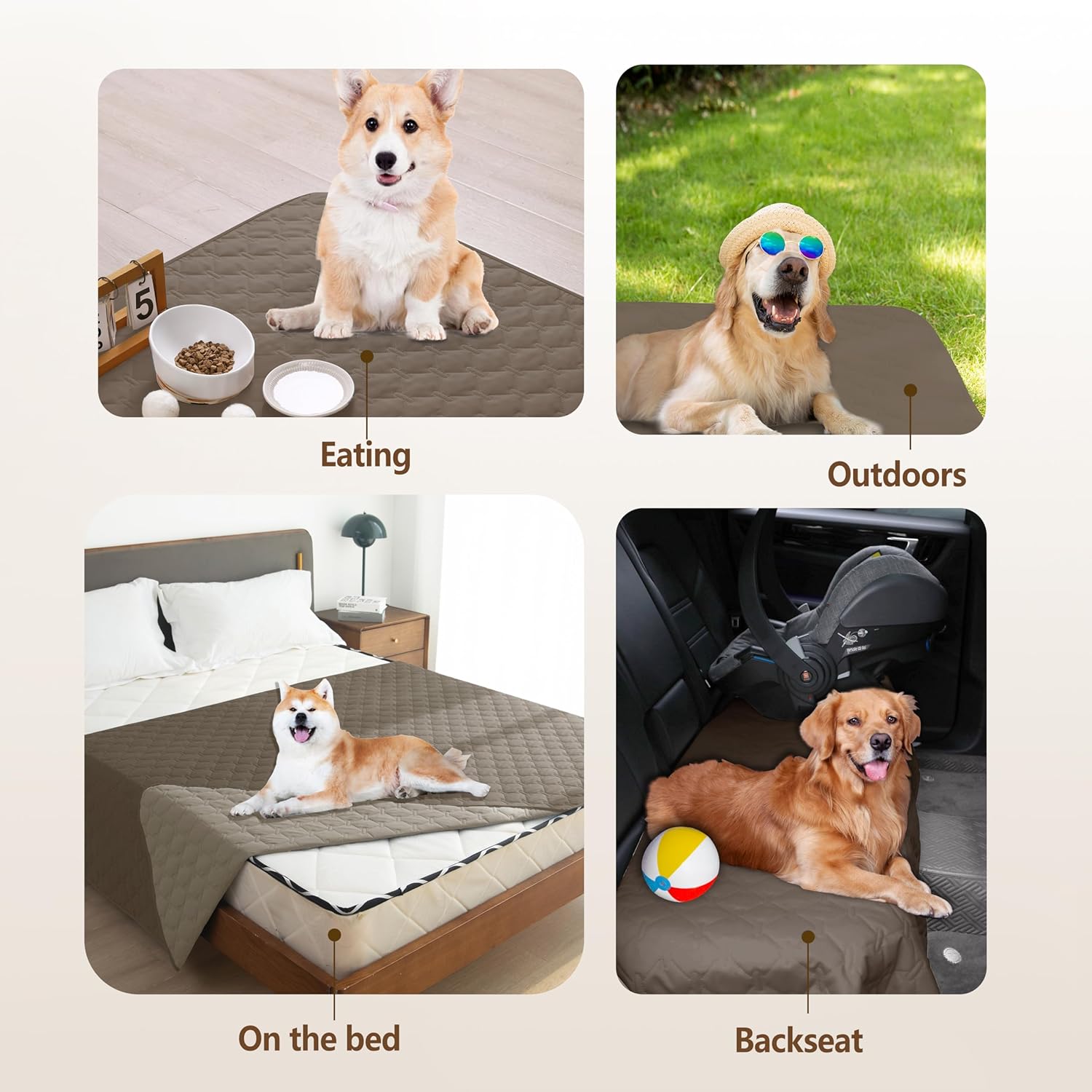 gogobunny 100% Double Sided Waterproof Dog Blanket Soft Pet Bed Cover Reversible Protect Furniture Couch Sofa Car for Puppy Cat Kids (Dark Walnut/Light Walnut, 30x30 Inch (Pack of 1))