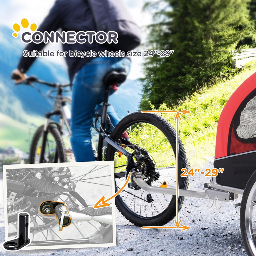 Aosom Dog Bike Trailer 2-in-1 Pet Stroller with Canopy and Storage Pockets