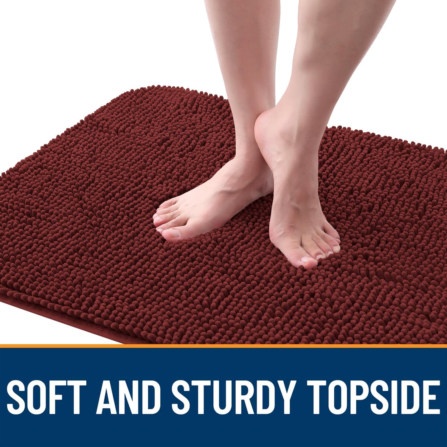 OLANLY Dog Door Mat for Muddy Paws 44x24, Absorbs Moisture and Dirt, Absorbent Non-Slip Washable Doormat, Quick Dry Chenille Mud Mat, Entry Indoor Entryway Carpet for Inside Floor, Caramel Russet