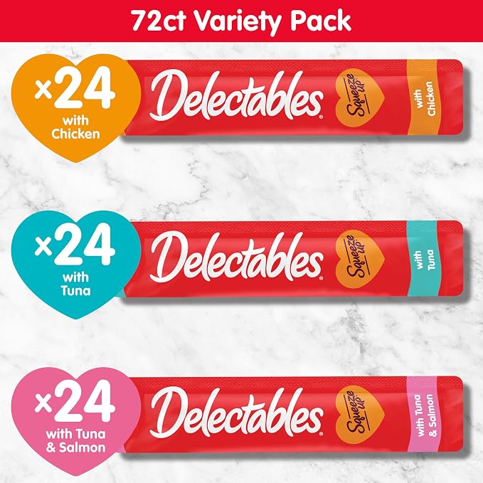 Delectables Squeeze Up Variety Pack, Creamy Squeezable Puree, Lickable Wet Cat - Image 6