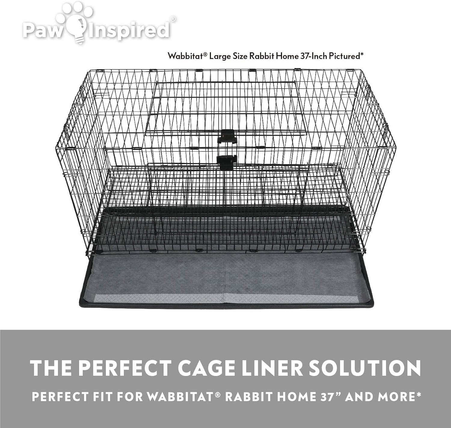 Paw Inspired Disposable Guinea Pig Cage Liners | Bamboo Charcoal Odor Controlling | Super Absorbent Liners Pee Pads for Ferrets, Rabbits, Hamsters, and Small Animals (36x18 (Wabbitat 37") - 16 ct)