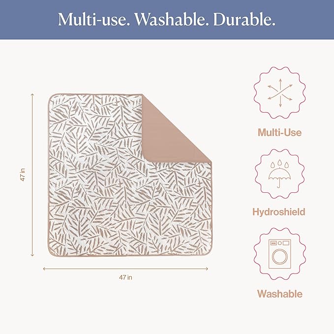 Toddlekind Portable Baby Mat – Organic Cotton 47" x 47" Reversible Indoor/Outdoor Playmat for Babies, Toddlers, Picnics, Patio, and Garden Use 0m+ Tan (Taupe)