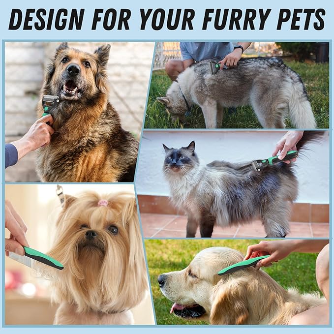 Docrok Pet Grooming Brush and Metal Comb Combo, Cat Brush Dog Brush - Image 7
