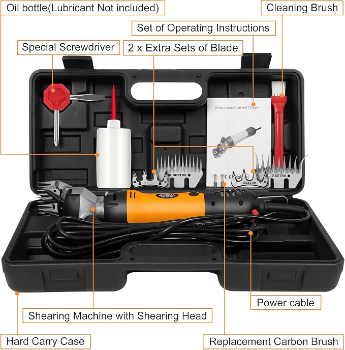 BEETRO 500W Electric Professional Sheep Shears, Animal Grooming Clippers - Image 2
