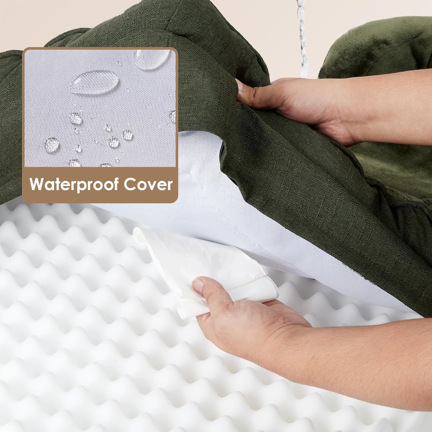 EHEYCIGA Orthopedic Dog Beds for Extra Large Dogs, Waterproof Memory Foam XXL Dog Bed with Sides, Non-Slip Bottom and Egg-Crate Foam Big Pet Couch Bed with Washable Removable Cover, Dark Green