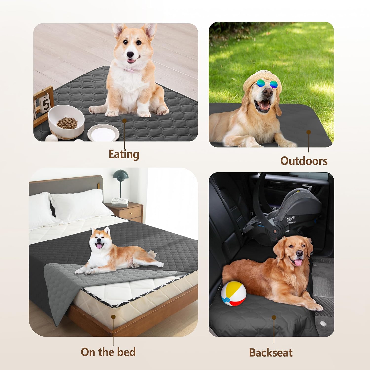 gogobunny 100% Double Sided Waterproof Dog Blanket Soft Pet Bed Cover Reversible Protect Furniture Couch Sofa Car for Puppy Cat Kids (Dark Charcoal/Light Charcoal, 30x80 Inch (Pack of 1))