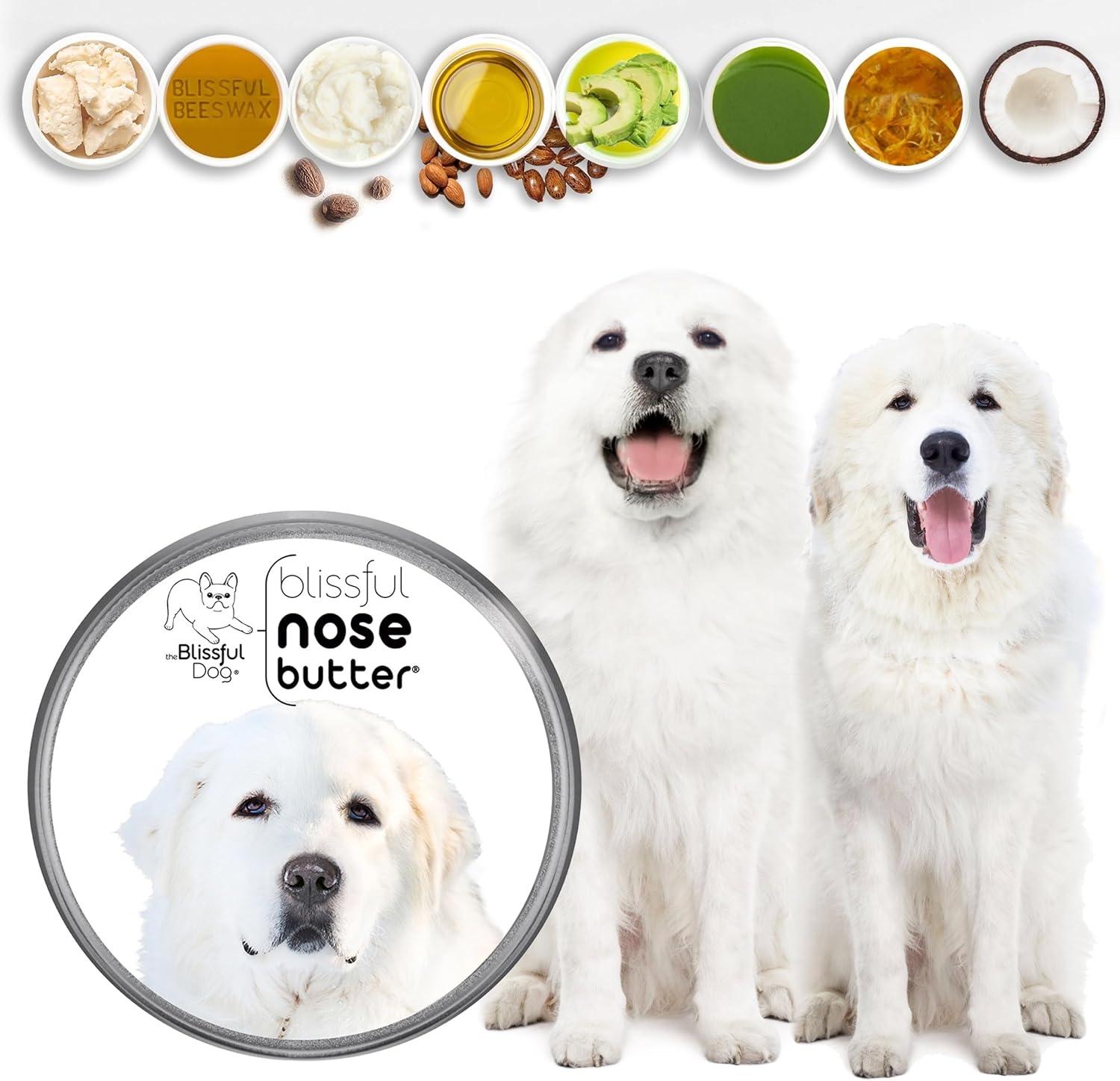 The Blissful Dog Great Pyrenees Unscented Nose Butter - Dog Nose Butter, 8 Ounce