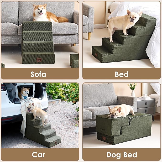 EHEYCIGA Dog Stairs for Bed 18" H, 4-Step Dog Steps for High Bed, Pet Steps for - Image 7