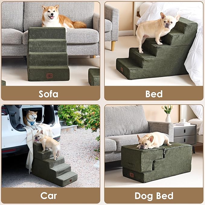 EHEYCIGA Dog Stairs for Small Dogs 13.5" H, 3-Step Dog Steps for Couch Sofa and - Image 7