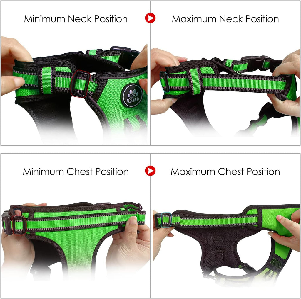 NESTROAD No Pull Dog Harness,Adjustable Oxford Dog Vest Harness with Leash,Reflective No-Choke Pet Harness with Easy Control Soft Handle for Large Dogs(X-Large,FluorescentGreen)