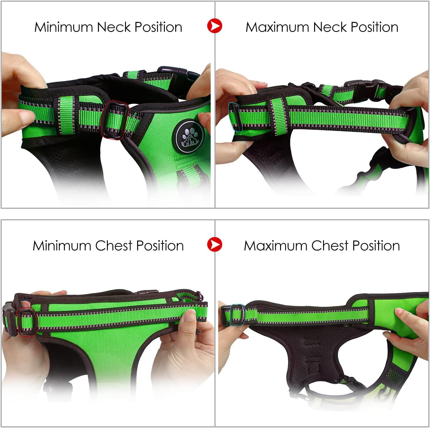 NESTROAD No Pull Dog Harness,Adjustable Oxford Dog Vest Harness with Leash,Reflective No-Choke Pet Harness with Easy Control Soft Handle for Large Dogs(X-Large,FluorescentGreen)