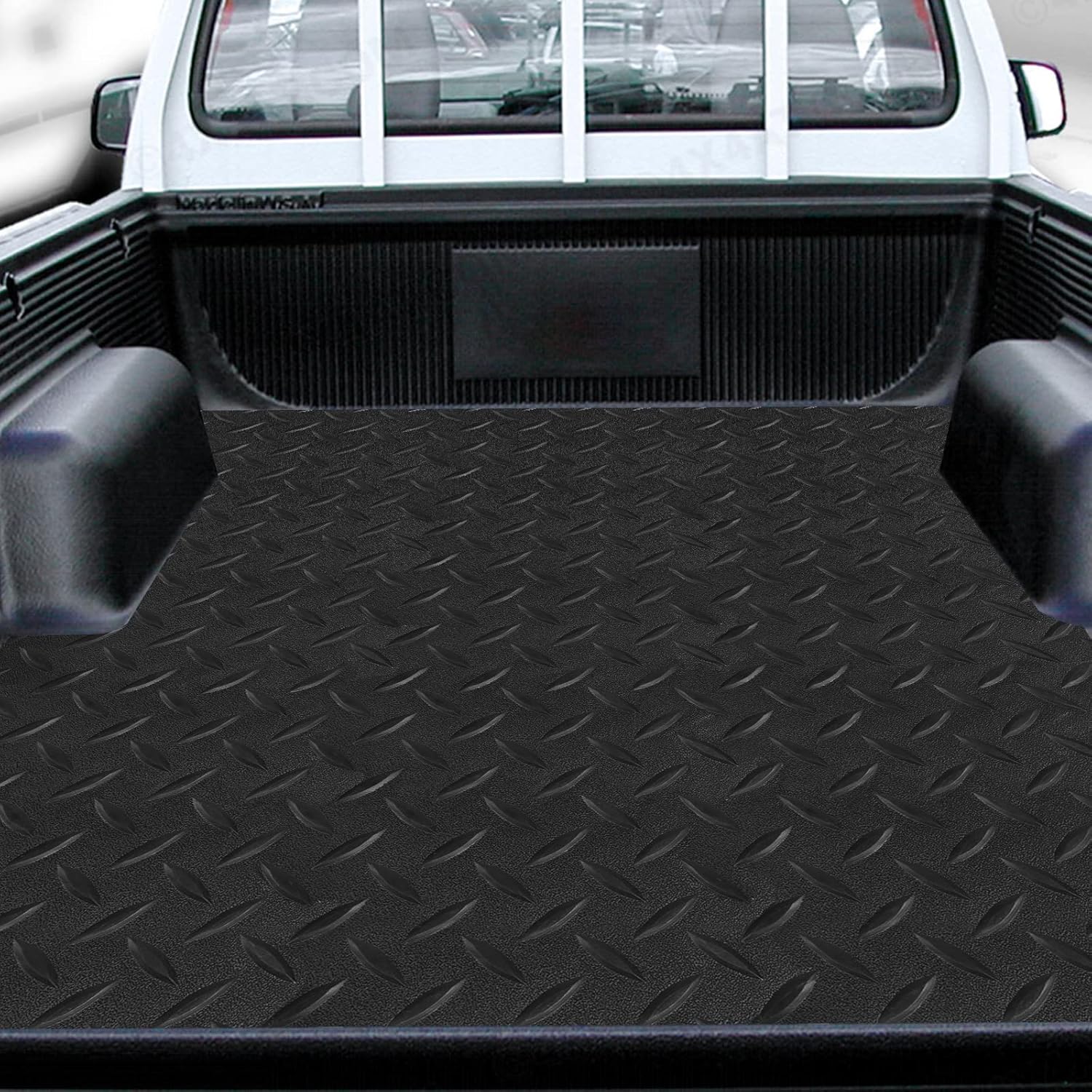 Boshen 7.5Ft x 17Ft Rubber Flooring Mats 2.9mm Thickened Diamond Plate Flooring Roll 127.5sqft Garage Floor Mats Non-Slip Floor Protector Mat for Garage Warehouse Gym Basement-Black